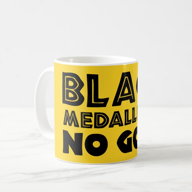 BLACK MEDALLIONS NO GOLD COFFEE MUG (Front Left)