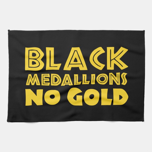 BLACK MEDALLIONS NO GOLD TEA TOWEL (Horizontal)