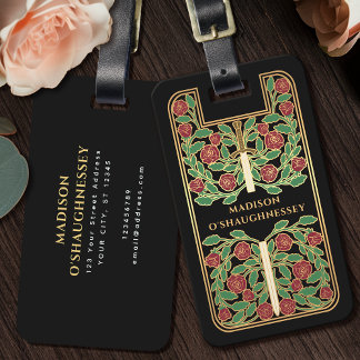 Black Mediaeval Fantasy Vintage Sword Name Luggage Tag