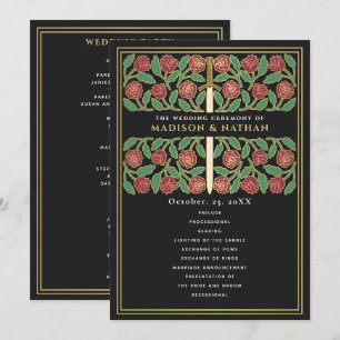 Black Mediaeval Gold Floral Sword Royal Wedding Programme