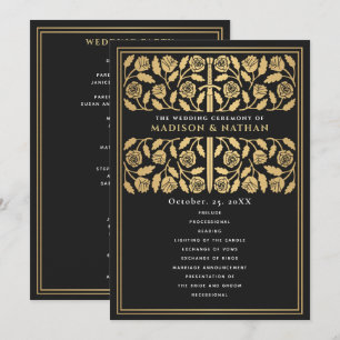 Black Mediaeval Gold Sword Royal Wedding Programme