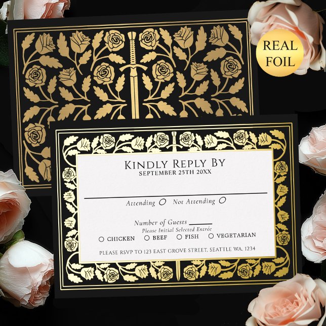 Black Mediaeval Gold Sword Royal Wedding RSVP (Creator Uploaded)