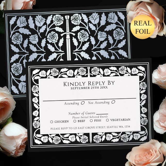 Black Mediaeval Silver Sword Royal Wedding RSVP (Creator Uploaded)