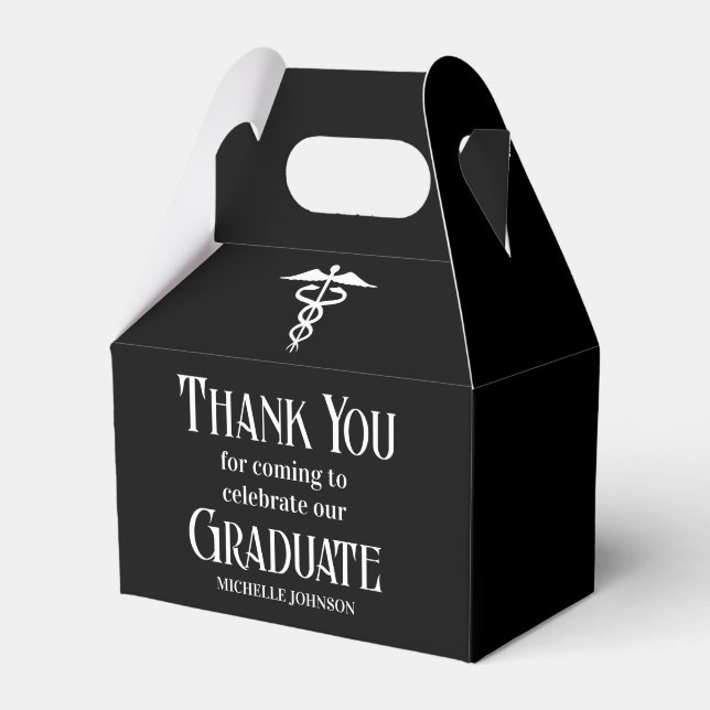 Black Medical School Customized Graduation Party Favour Box (Front Side)