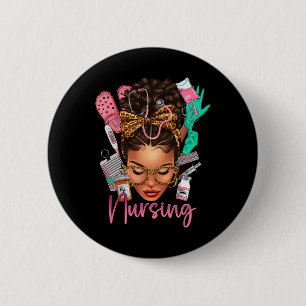 Black Melanin Nurse Black History Month Afro Hair 6 Cm Round Badge