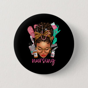 Black Melanin Nurse Black History Month Afro Hair 6 Cm Round Badge