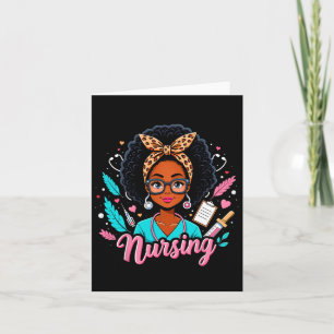 Black Melanin Nurse Black History Month Afro Hair Card