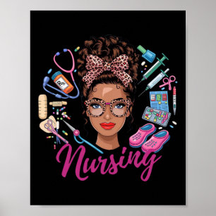 Black Melanin Nurse Black History Month Afro Hair  Poster