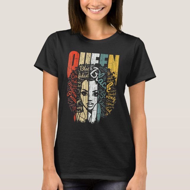 Black Melanin Queen Afro Women Gift Black History  T-Shirt (Front)