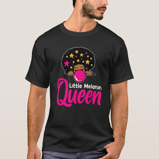 Black Melanin School Queen Black Queen Afro Melani T-Shirt (Front)