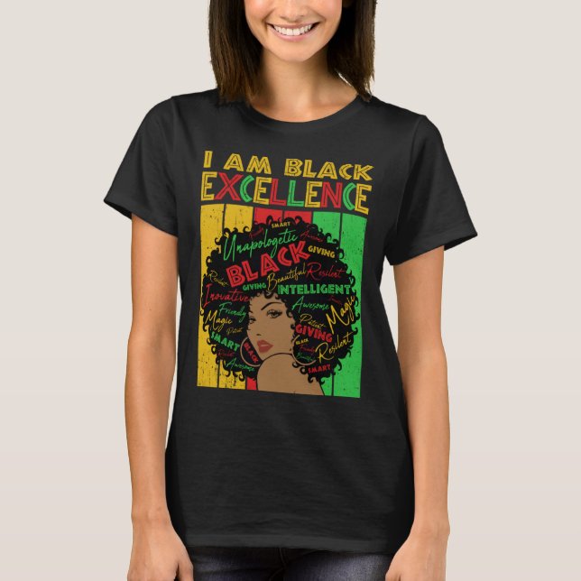 Black Melanin Woman Black Excellence Afro Hair Gir T-Shirt (Front)