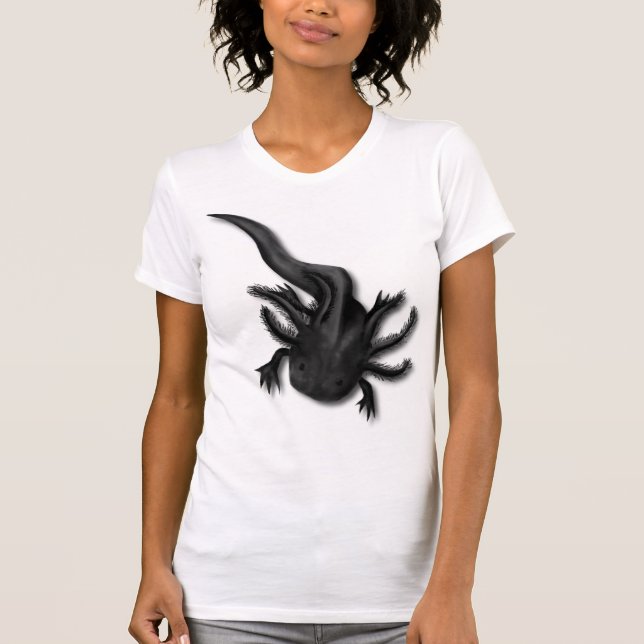 Black Melanoid Axolotl Art T-Shirt (Front)