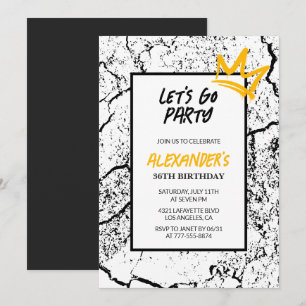 Black Men 36th birthday invitation  Grunge 