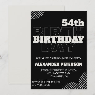 Black Men 54th birthday Party invitations  