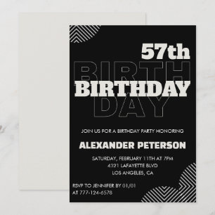 Black Men 57th birthday Party invitations  