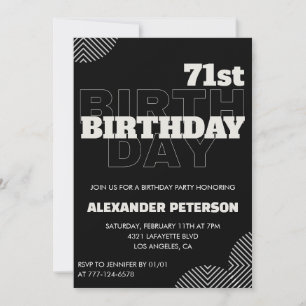 Black Men 71st birthday Party invitations