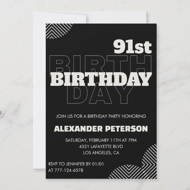 Black Men 91st birthday Party invitations (Front)