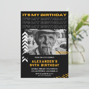 Black Men Photo Spray paint 94th birthday Invitation