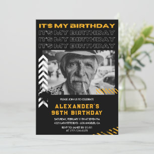 Black Men Photo Spray paint 96th birthday Invitation