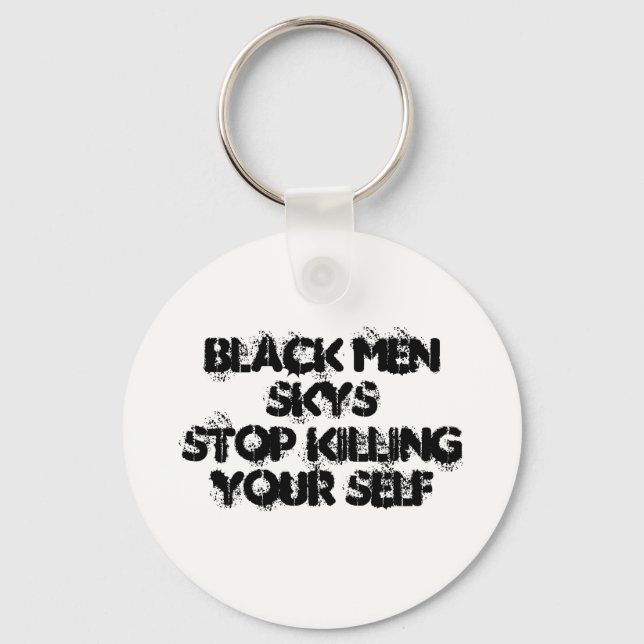 black menskysstop killing your self key ring (Front)