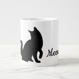 Black Meow Cat  Large Coffee Mug