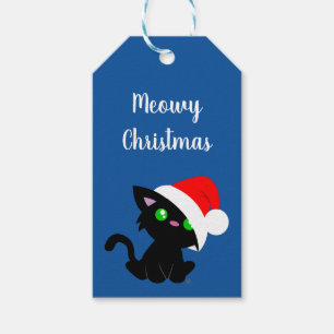 Black Meowy Christmas Kitty Gift Tags