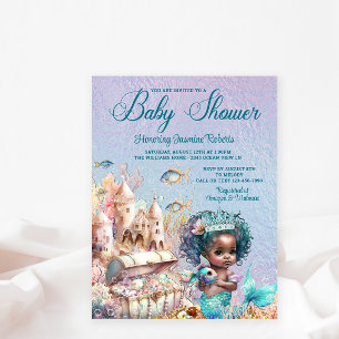 Black Mermaid Baby Shower Invitation Postcard