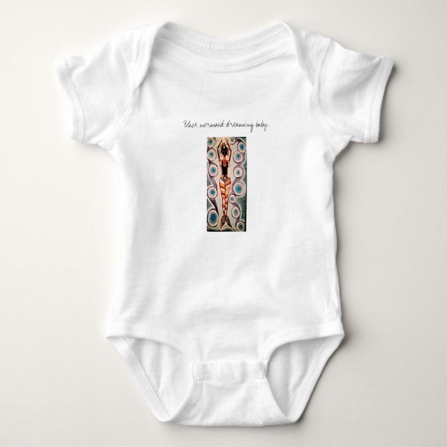 Black mermaid Dreaming Baby Bodysuit (Front)