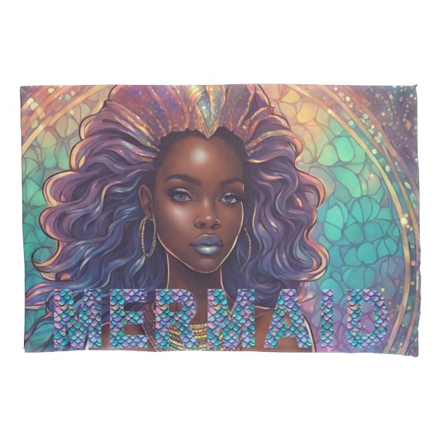 Black Mermaid Pillowcase (Front-Left)