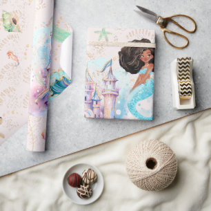 Black Mermaid Princess   Under the Sea Wrapping Paper
