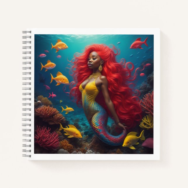 black mermaid red hair notebook (Front)