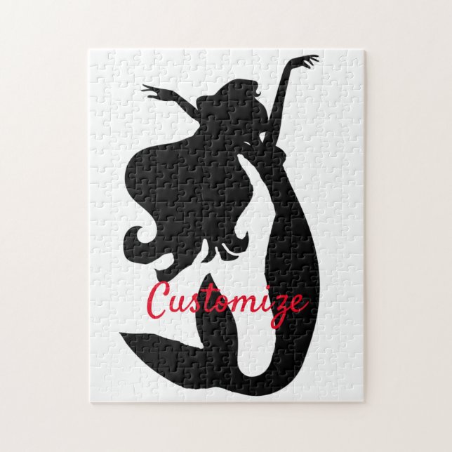 Black Mermaid Silhouette Thunder_Cove Jigsaw Puzzle (Vertical)