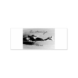 black mermaid swimming rubber stamp