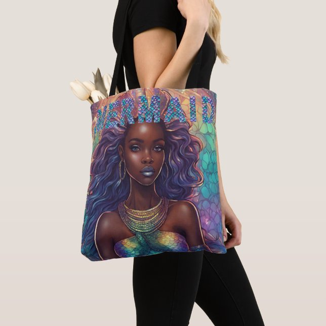 Black Mermaid Tote Bag (Close Up)
