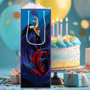 Black Mermaid Water Dragons Purple Wine Gift Bag