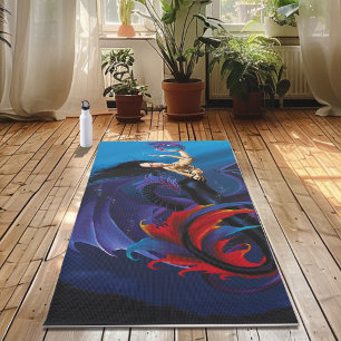 Black Mermaid Water Dragons Purple Yoga Mat