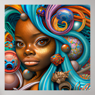 Black Mermaids Melanin Mermaid Ocean Sea Fish Fun Poster