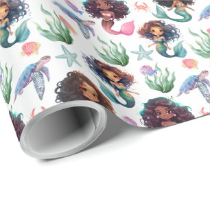 Black Mermaids Wrapping Paper.  Wrapping Paper