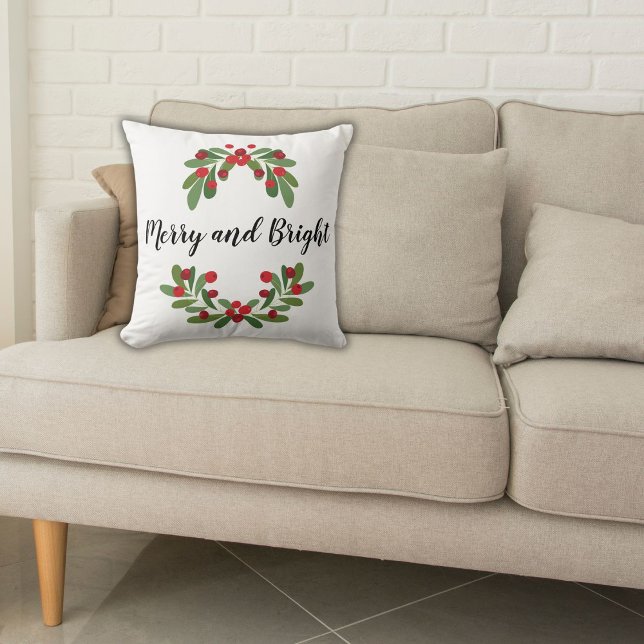 Black Merry and Bright Mistletoe Holiday Cushion (Creator Uploaded)