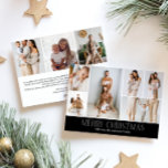 BLACK Merry Christmas CHIC 9 Collage Multi-Photo  Holiday Card<br><div class="desc">Share your family’s highlights with this year-in-review Christmas card featuring a simple, minimal, and clean design. The front includes a modern 6-photo collage paired with the festive greeting “Merry Christmas” in an elegant serif font over a LUXURY BLACK colour, with space to personalise your family name or the year. The...</div>