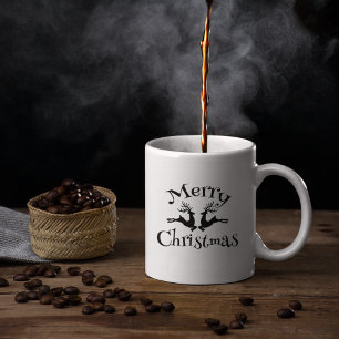Black Merry Christmas Reindeer Coffee Mug