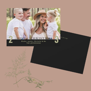 Black Merry Christmas Simple 2023 Photo Invitation