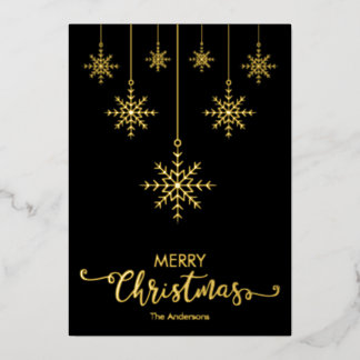 Black Merry Christmas Snowflakes Gold