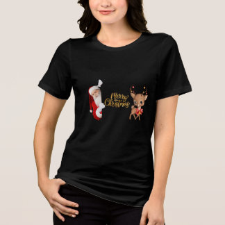 Black Merry Christmas T-shirt Tri-Blend Shirt