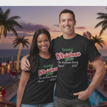 Black Merry Cruising Christmas Personalise T-Shirt