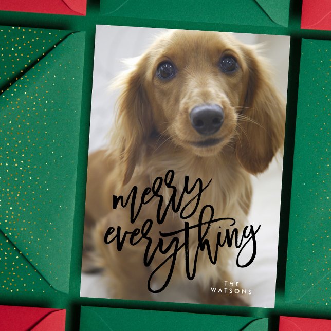 Black Merry Everything Photo Holiday Card (Creator Uploaded)