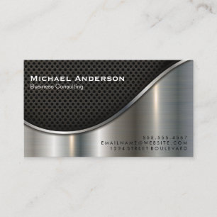 Black Mesh and Metallic Silver Business Card