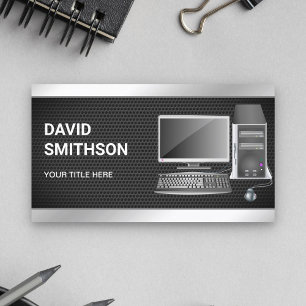 Black Mesh Desktop PC Computer Repair Technician Business Card