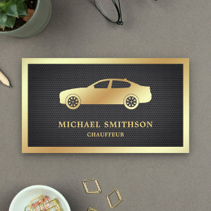 Black Mesh Gold Car Professional Chauffeur Business Card