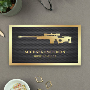 Black Mesh Gold Sniper Rifle Gun Shop Gunsmith Business Card